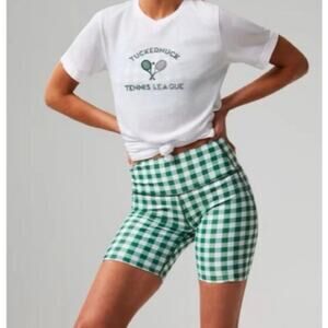 TUCKERNUCK Sport Trellis Gingham Green White Biker Athletic Shorts NWT Small